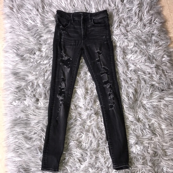 American Eagle Outfitters Denim - Super distressed American Eagle black skinny jeans